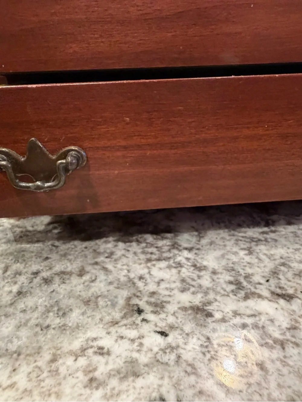 Reed & Barton Mahogany Finish Wooden Serving Box with Brass Plate